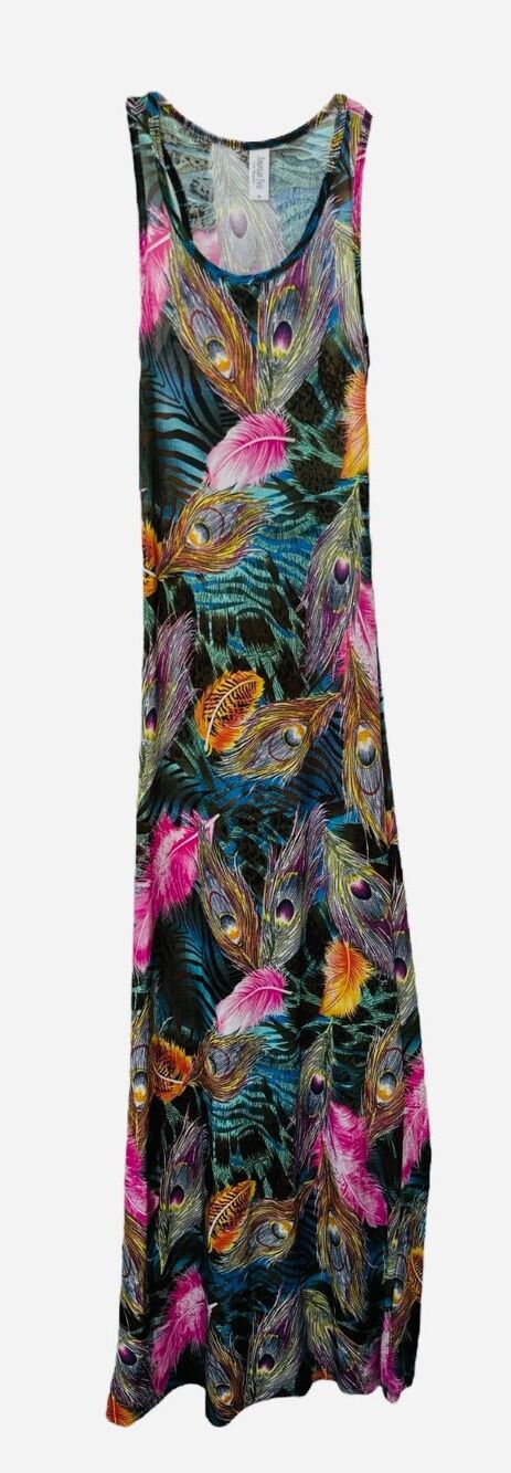 American Twist Women Small Multi Color Sleeveless Pullover Stretch Maxi Dress